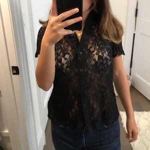 STUNNING ASOS BLACK FLORAL MESH BLOUSE